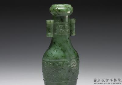 图片[3]-Jade vase with tubular handles, Qing dynasty (1644-1911)-China Archive